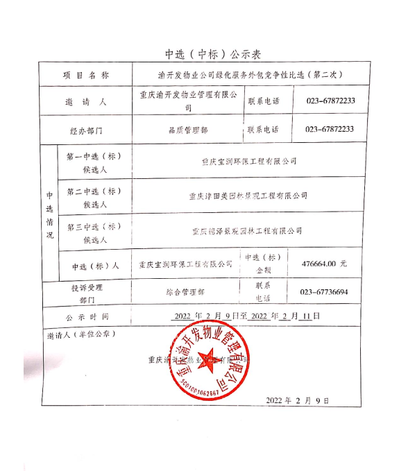 c7在线登录物业公司绿化服务外包竞争性比选（第二次)中标公示表.jpg
